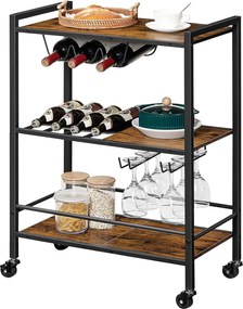 Servírovací vozík Vasagle Brutwood hnědý/černý