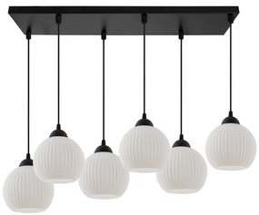 Závesné svietidlo Riffle Round, 6x biele sklenené tienidlo, b