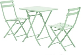 Outsunny Skladací bistro záhradný set - štvorkolní stôl rozmerov 60D x 60Š x 71V cm s 2 stoličkami - zelený, vodeodolný kov s práškovým nástrekom | Ao