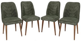 Súprava 4 ks jedálenských stoličiek Dallas olivovo zelená/orech