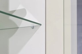 Vysoká vitrína Caracas typ 01, dub/biely lesk, s osvetlením