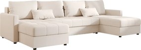 AKCIA Rozkladacia sedacia súprava do U VENORIA 285x146 cm, krémová + 2 vankúšiky ZDARMA II. akosť