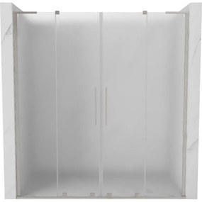 Mexen Velar L Duo, posuvné sprchové dvere do otvoru 200 cm, 8mm sklo námraza, brúsená oceľ, 871-200-003-32-97