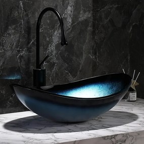 BPS-koupelny Keramické umývadlo na dosku HYD-LI-BU-BL-530 54x37 cm, modré lesk