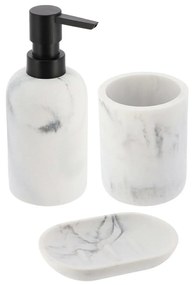 Sada kúpeľňových doplnkov Everist Marble, biela/s čiernymi prvkami