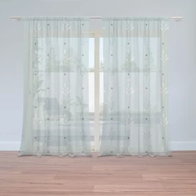 Sablio Záclony Modré a Biele lístky: 2ks 150x250cm