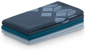 Súprava kuchynských uterákov Letty Stamp - 3 ks modrá
