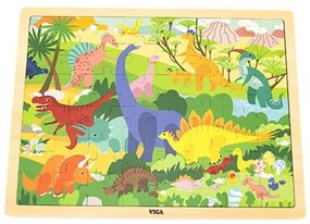Viga Drevené puzzle 48 dielikov Viga Dinosauri