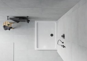 Mexen SLIM - Obdĺžniková sprchová vanička 100x90x5cm + čierny sifón, biela, 40109010B