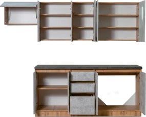 Kuchynská linka Nela II -  180/240, dub wotan / metropolis