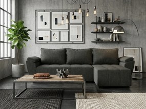 AKCIA Rozkladacia obojstranná sedacia súprava do L LIVARO 251x140 cm, tmavosivá II. trieda