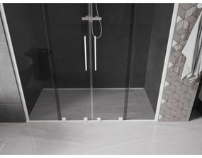Mexen Velar Duo, posuvné sprchové dvere do otvoru 170 cm, 8mm šedé sklo, biela matná, 871-170-000-42-20