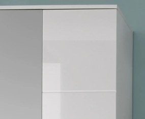 Skriňa so zrkadlom Spice, lesklá biela