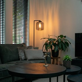 Inteligentná stojaca lampa čierna s dymovým sklom vrátane WiFi ST64 - Qara Down