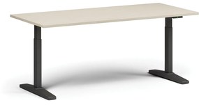Výškovo nastaviteľný stôl, elektrický, 675-1325 mm, doska 1800x800 mm, čierna podnož, orech