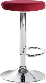 Barová stolička Ponte - zamat, chróm rám - Červená