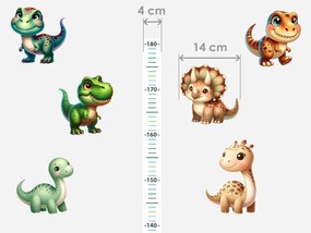 Detský meter s motívom dinosaurov textilní prelepiteľné nálepky na stenu výška 160 cm