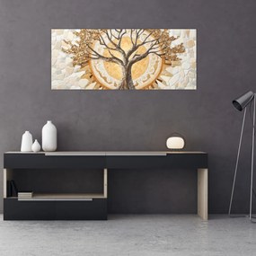 Obraz – Zlatý strom života v mozaike (120x50 cm)