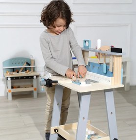 Detský drevený pracovný stôl s náradím – 32 dielov ECOTOYS