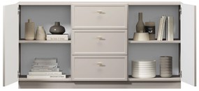 Komoda Lorini 150 cm so zásuvkami - kašmír / zlaté úchytky T-bar