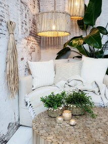 Prírodné antik závesné svetlo s ratanovým tienidlom Lamp rattan - Ø 50*54cm/ E27/ 40W