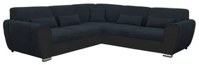 Rozkladacia rohová sedacia súprava s úložným priestorom v tvare L VISEU ľavá antracit/čierna