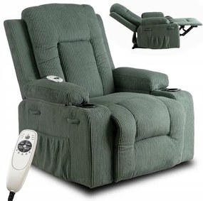 Masážne polohovateľné kreslo ARIEN zelený manšester - vintino.sk