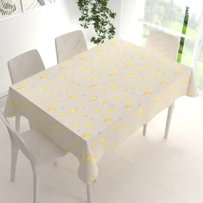 Biante Veľkonočný teflónový obdĺžnikový obrus TF-074 Kuriatka a kraslice na béžovom 140x220 cm