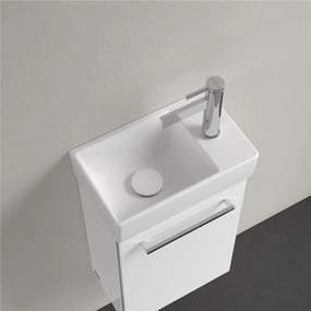 VILLEROY &amp; BOCH Avento závesné umývadielko s otvorom vpravo, bez prepadu, 360 x 220 mm, Stone White, s povrchom CeramicPlus, 43003LRW