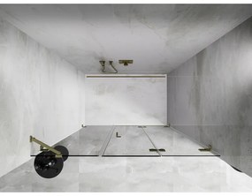 Mexen Lunar-F, pravé sklápacie sprchové dvere 145 cm, 8mm číre sklo, zlatý matný profil, 836S-145-050-55-00-P