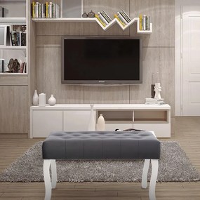Tutumi - Prešívaná lavica 80cm v štýle Glamour 381786, šedá-biela, KRZ-06800