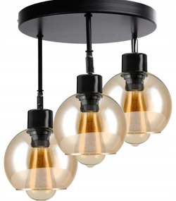 BERGE Sklenená LED stropná lampa nastaviteľná 3xE27 - jantárová farba