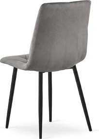 Sivá zamatová stolička LIBRA STRIEBORNO SIVÁ s čiernymi nohami