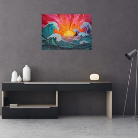 Sklenený obraz - Mozaika vĺn (70x50 cm)
