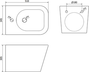 Mexen TEO, závesný bidet, 51 x 35 cm, biela, 35855100