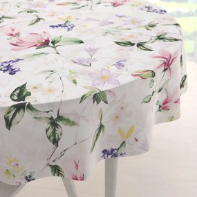 Biante Bavlnený okrúhly obrus Sandra SA-287 Mix kvetov na bielom Ø 120 cm
