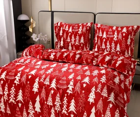 Obliečky mikroplyš CHRISTMAS TREES červené Rozmer obliečky: 2 ks 70 x 90 cm | 200 x 220 cm