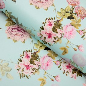 Biante Zamatový štvorcový obrus Tamara TMR-038 Ružová záhrada na svetlo modrom 60x60 cm