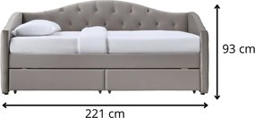Čalúnená posteľ Aloha so zásuvkami 90x200 cm béžová