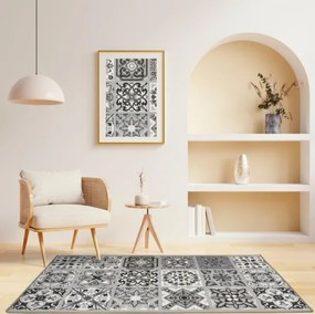 Protišmykový koberec / behúň Patchwork sivý