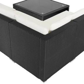 InternetovaZahrada Záhradný ratanový set XXL - čierna/krémové podušky