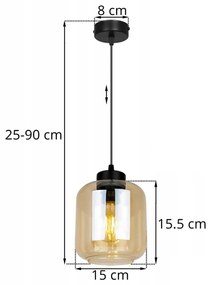 Závesné svietidlo NOVALJA, 1x grafitové sklenené tienidlo
