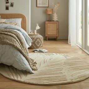 Béžový vlnený okrúhly koberec ø 160 cm Leaf - Flair Rugs
