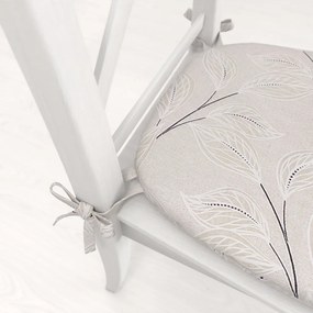 Biante Oblý podsedák Leona LN-164 Popínavé lístky na režnom - 39x37x3 cm