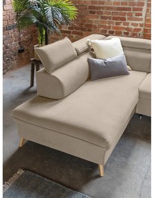 Béžová zamatová rozkladacia rohová pohovka do "U" (ľavý roh) Sweet Harmony – Miuform