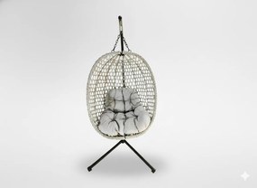 CH SKLADACIA ZÁVESNÁ STOLIČKA DRIM – ŠEDÁ, ŠEDÝ VANKÚŠ, ČIERNY RÁM