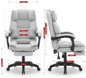 Ergonomická kancelárska stolička HC-1031 s podnožkou - sivá
