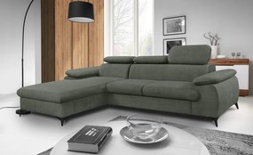 Rohová sedacia súprava Scala, olivovo zelená látka, ľavý roh