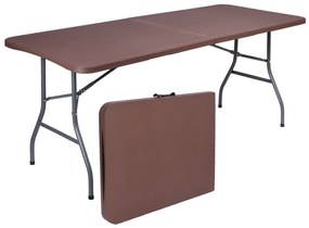 Cateringový stôl RATTAN, rozkladací do kufra, 180 cm, hnedý