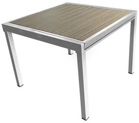 Tempo Kondela Záhradný rozkladací stôl, biela oceľ/sivá, DORIO